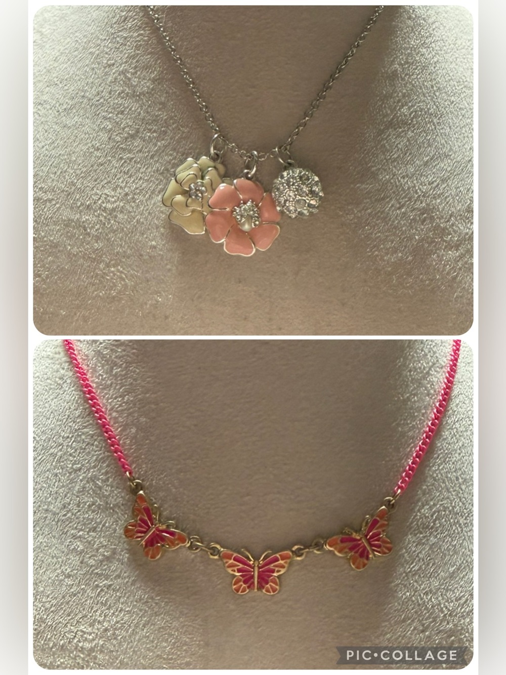 🌸Set of 2 Kids Stella & Dot Necklaces-Kristen Charm & Pink Mariposa Butterfly🦋